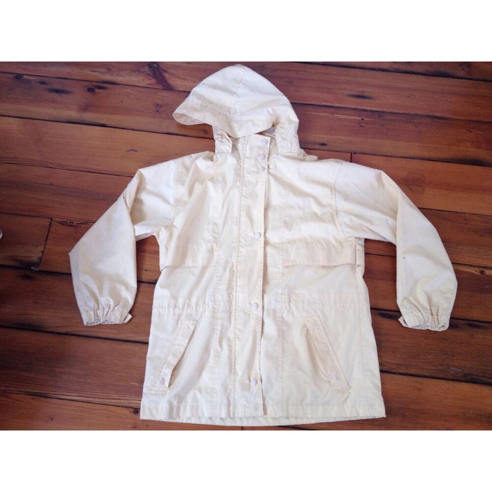 LL Bean Yellow Hooded Womens Rain Coat Hiking Shell Parka Jacket Petite Small S
